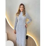 VESTIDO MIDI TRICOT MOUSSE CINZA