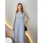VESTIDO YASMIN CANELADO MANGA LONGA CINZA