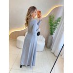 VESTIDO YASMIN CANELADO MANGA LONGA CINZA