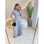 VESTIDO YASMIN CANELADO MANGA LONGA CINZA