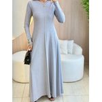 VESTIDO YASMIN CANELADO MANGA LONGA CINZA