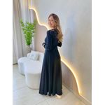 VESTIDO YASMIN CANELADO MANGA LONGA PRETO