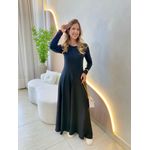 VESTIDO YASMIN CANELADO MANGA LONGA PRETO