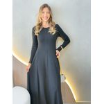 VESTIDO YASMIN CANELADO MANGA LONGA PRETO