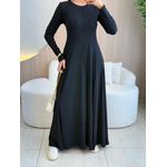 VESTIDO YASMIN CANELADO MANGA LONGA PRETO