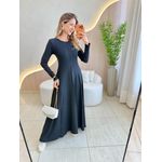 VESTIDO YASMIN CANELADO MANGA LONGA PRETO