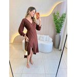 VESTIDO MIDI ENVELOPE MANGA LONGA MARROM