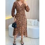 VESTIDO MIDI ENVELOPE MANGA LONGA ONÇA