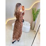 VESTIDO MIDI ENVELOPE MANGA LONGA ONÇA