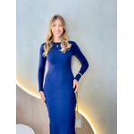 VESTIDO MIDI CANELADO SAMARA AZUL MARINHO