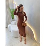 VESTIDO MIDI CANELADO SAMARA MARROM