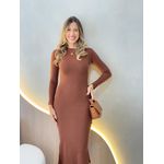 VESTIDO MIDI CANELADO SAMARA MARROM