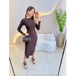 VESTIDO MIDI CANELADO SAMARA CAFÉ
