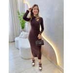 VESTIDO MIDI CANELADO SAMARA CAFÉ