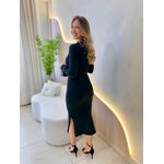 VESTIDO MIDI CANELADO SAMARA PRETO