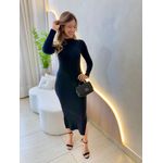 VESTIDO MIDI CANELADO SAMARA PRETO