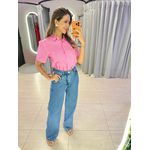 BLUSA BORDADA FLOR ROSA
