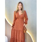VESTIDO MANGA LONGA VALENTINA MARROM ESCURO