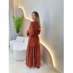 VESTIDO MANGA LONGA VALENTINA MARROM ESCURO