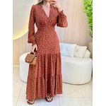 VESTIDO MANGA LONGA VALENTINA MARROM ESCURO