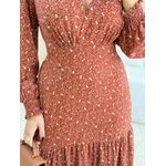 VESTIDO MANGA LONGA VALENTINA MARROM ESCURO