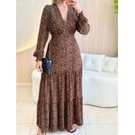 VESTIDO MANGA LONGA VALENTINA PRETO/LARANJA