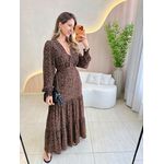VESTIDO MANGA LONGA VALENTINA PRETO/LARANJA