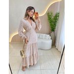 VESTIDO MANGA LONGA VALENTINA OFF/LARANJA