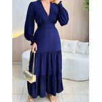 VESTIDO MANGA LONGA VALENTINA AZUL MARINHO
