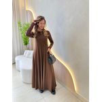 VESTIDO YASMIN CANELADO MANGA LONGA CAFÉ