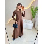 VESTIDO YASMIN CANELADO MANGA LONGA CAFÉ