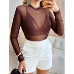 BLUSA MANGA LONGA SEGUNDA PELE MARROM