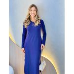 VESTIDO MOLETINHO MANGA AZUL MARINHO