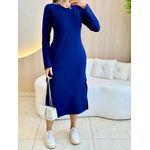 VESTIDO MOLETINHO MANGA AZUL MARINHO