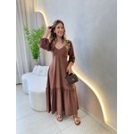 VESTIDO ALICIA MANGA LONGA MARROM