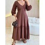 VESTIDO ALICIA MANGA LONGA MARROM