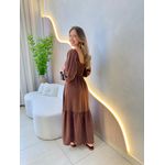 VESTIDO ALICIA MANGA LONGA MARROM