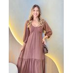 VESTIDO ALICIA MANGA LONGA MARROM