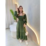 VESTIDO MIDI LUARA VERDE LISO