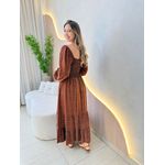 VESTIDO MIDI LUARA POA MARROM