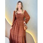VESTIDO MIDI LUARA POA MARROM