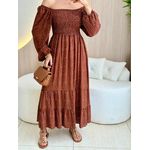 VESTIDO MIDI LUARA POA MARROM