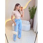 BLUSA CANELADA GOLA ALTA NUDE