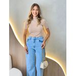 BLUSA CANELADA GOLA ALTA NUDE
