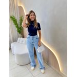 BLUSA CANELADA GOLA ALTA AZUL MARINHO