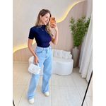 BLUSA CANELADA GOLA ALTA AZUL MARINHO