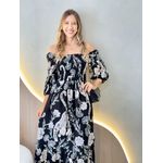 VESTIDO MIDI FERNANDA PRETO ESTAMPADO