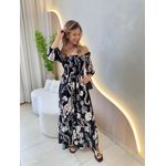 VESTIDO MIDI FERNANDA PRETO ESTAMPADO