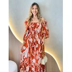 VESTIDO MIDI FERNANDA TERRACOTA ESTAMPADO