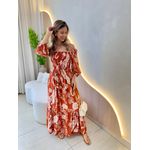 VESTIDO MIDI FERNANDA TERRACOTA ESTAMPADO
